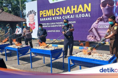 Bea Cukai dan Pemkab Pasuruan Musnahkan 8,5 Juta Batang Rokok Ilegal